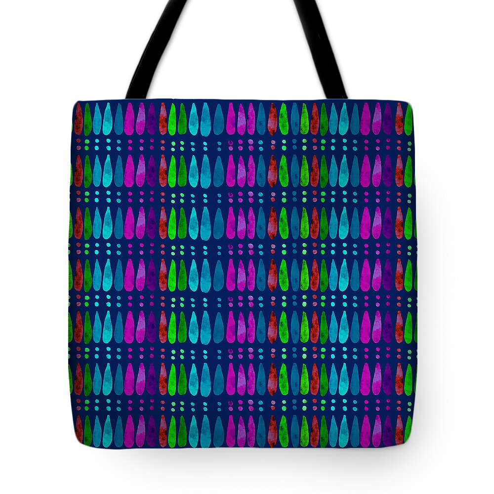 Boho Tote Bag featuring the painting Boho Stripes - Jewel Tones by Marcy Brennan