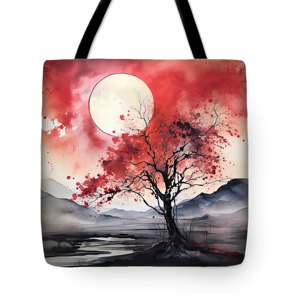 Red And Gray Tote Bag featuring the painting Bold And Dramatic - Black Red and Gray Art by Lourry Legarde