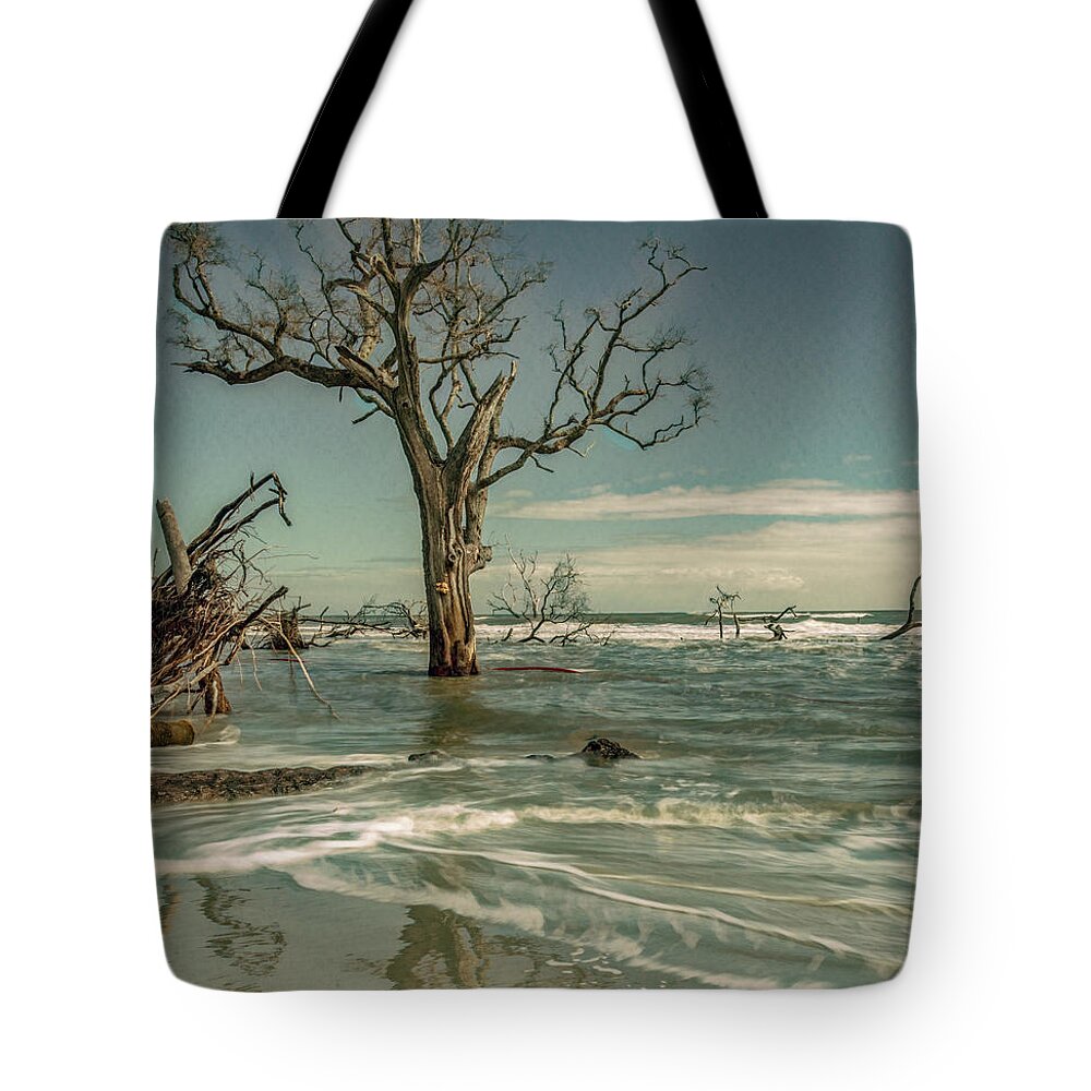  Tote Bag featuring the photograph Bones of the Beach, Hunting Island by Marcy Wielfaert