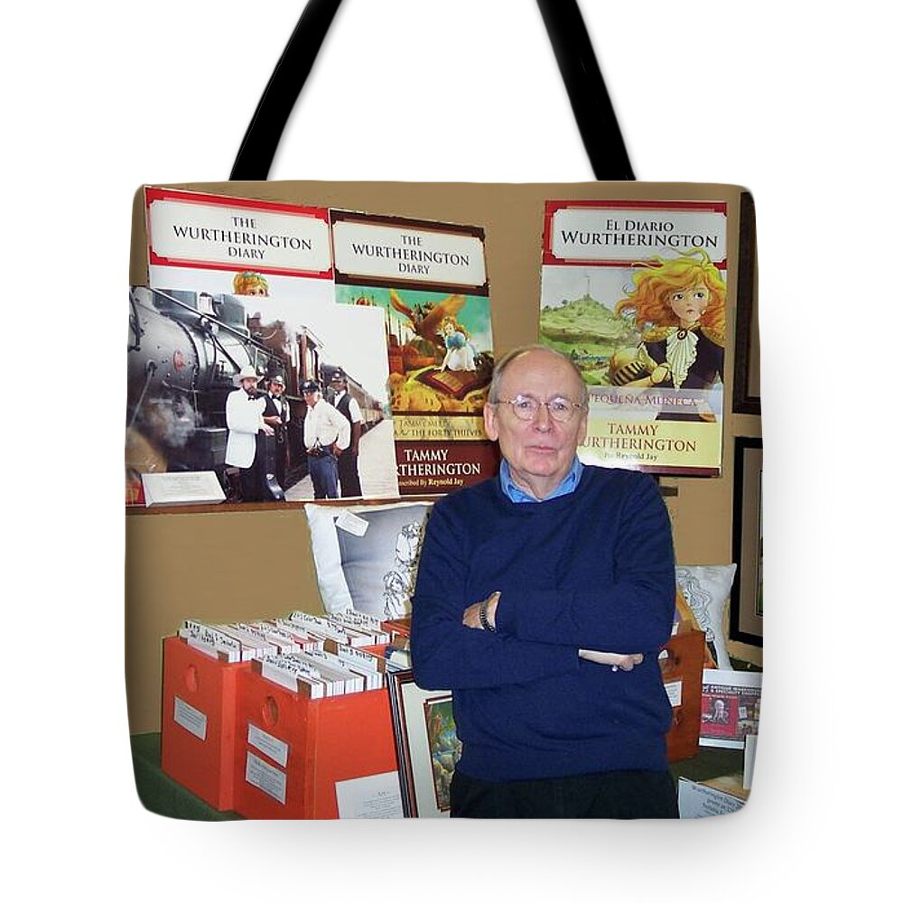 Reynold Jay Tote Bag featuring the photograph Book Signing Booth Antique Warehouse by Reynold Jay