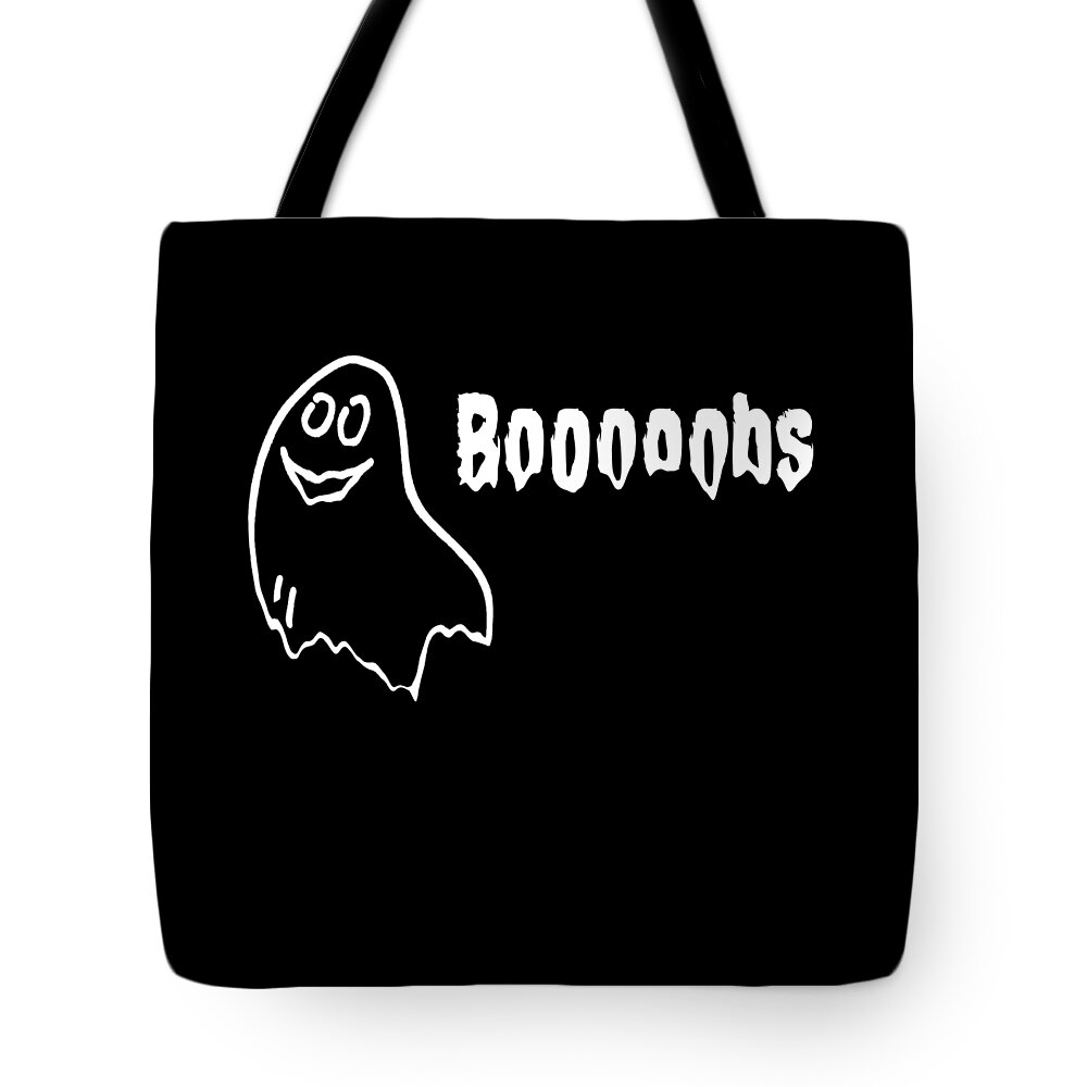 Cool Tote Bag featuring the digital art Booooobs Boo Halloween Ghost by Flippin Sweet Gear