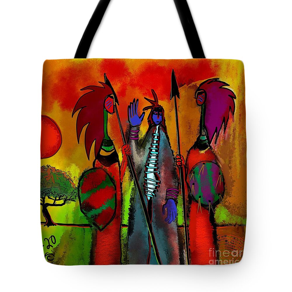 2 Guards Blue Hads Tote Bag featuring the digital art Border crossing by Hans Magden