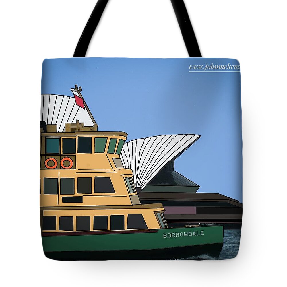 Sydney Tote Bag featuring the digital art Borrowdale Sydney Ferries by John Mckenzie