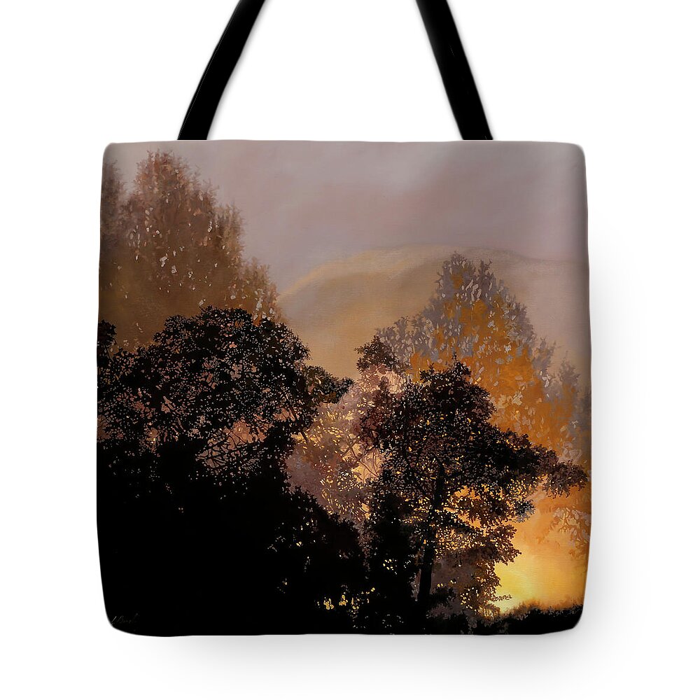 Forest Tote Bag featuring the painting Bosco Beige by Guido Borelli