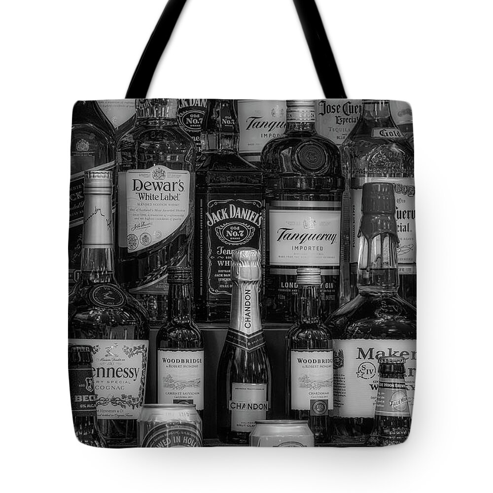 Susan Candelario Tote Bag featuring the photograph Bottoms Up BW by Susan Candelario