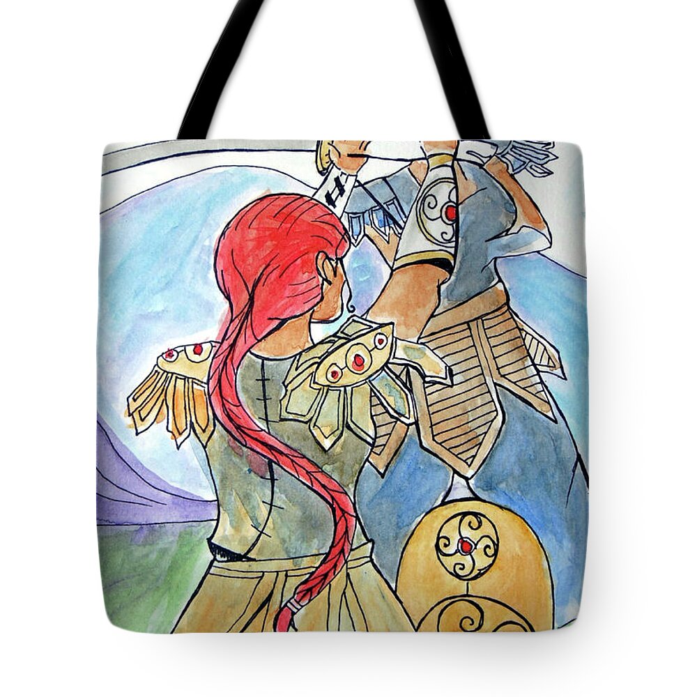 Boudicca Tote Bag featuring the painting Boudicca by Loretta Nash
