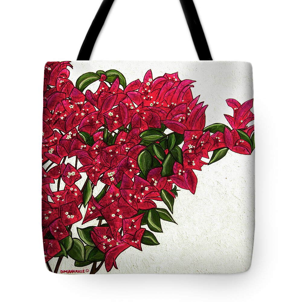 Floral Tote Bag featuring the painting Bougainvillea by Donna Manaraze
