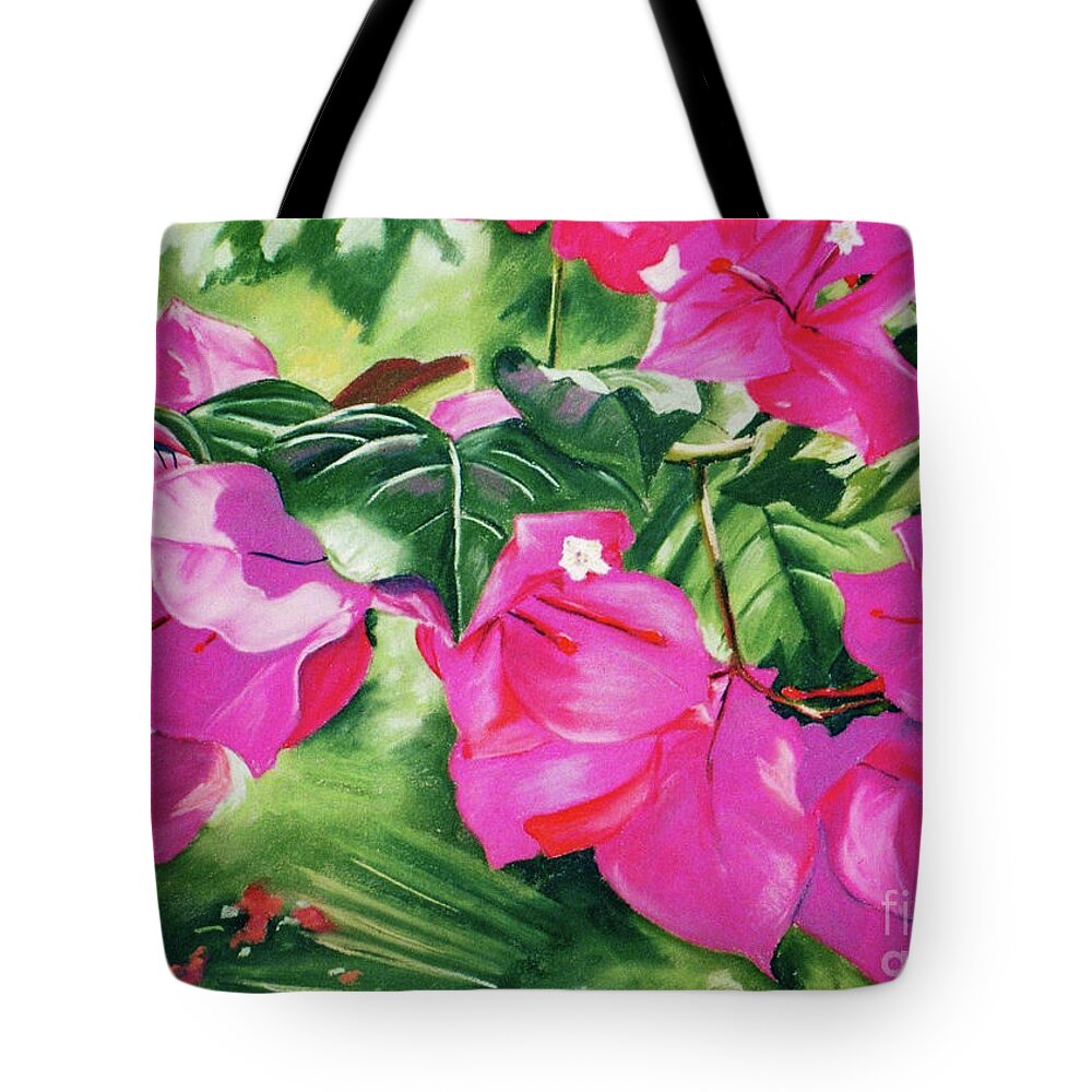 Art Tote Bag featuring the painting Bougainvillea by John Clark