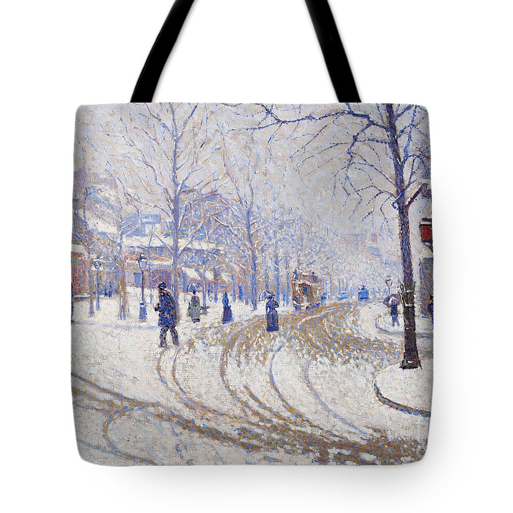1886 Tote Bag featuring the painting Boulevard De Clichy, 1886 by Paul Signac