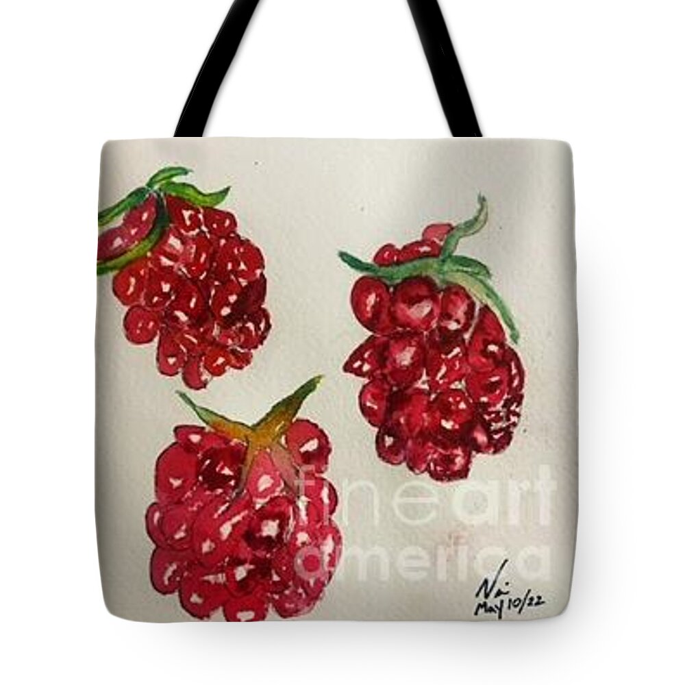  Tote Bag featuring the painting Bouncing Berries by Nina Jatania
