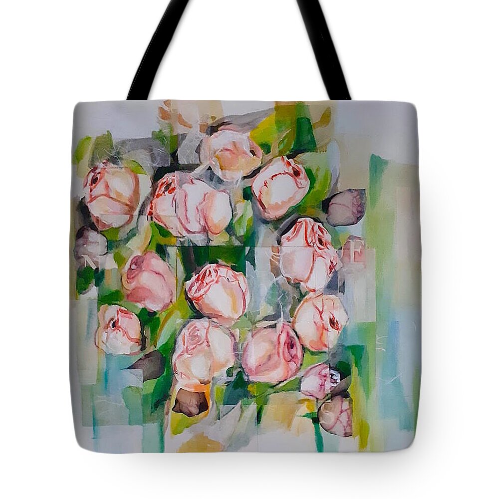Silk Paper Tote Bag featuring the mixed media Bouquet Of Roses by Carolina Prieto Moreno