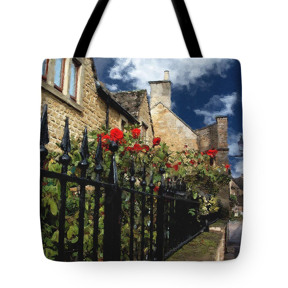 Bourton-on-the-water Tote Bag featuring the photograph Bourton Red Roses by Brian Watt