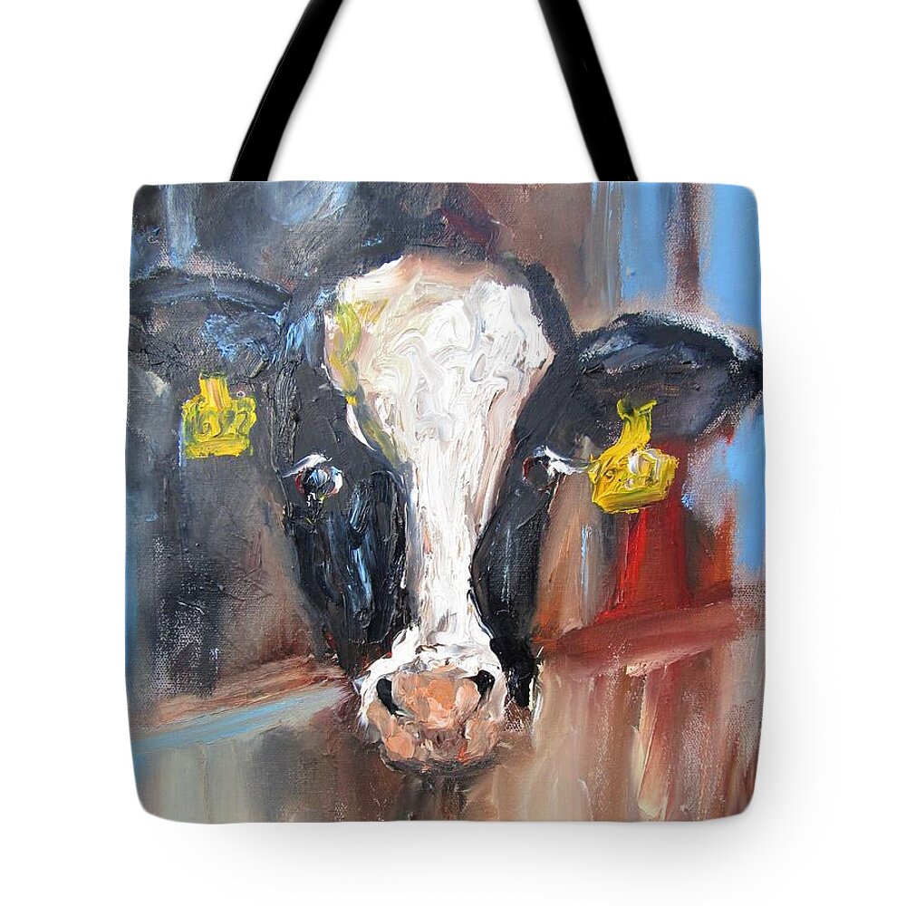 Bovine Tote Bag featuring the painting Bovine art by Mary Cahalan Lee - aka PIXI