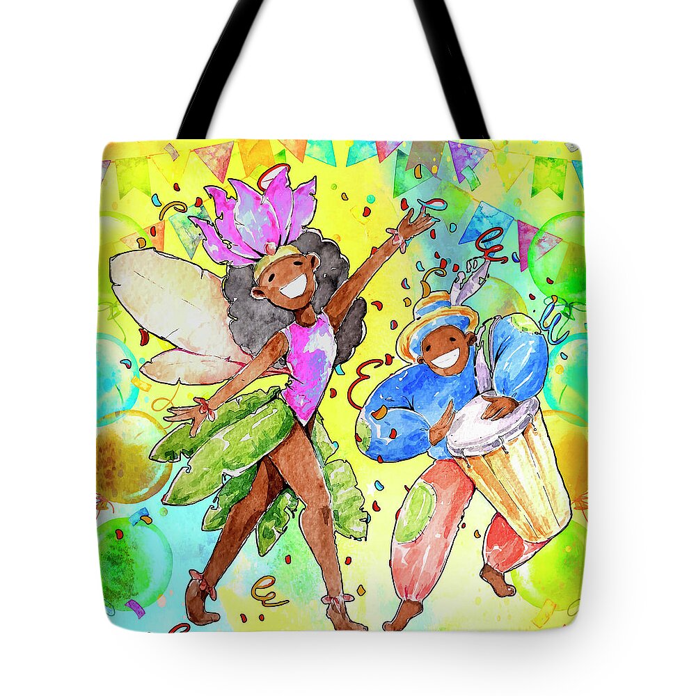 Carnival Tote Bag featuring the painting Brazilian Carnival 03 by Miki De Goodaboom