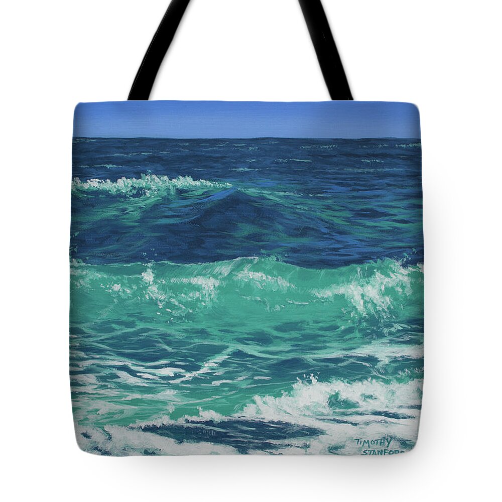 Acrylic Tote Bag featuring the painting Breakers by Timothy Stanford
