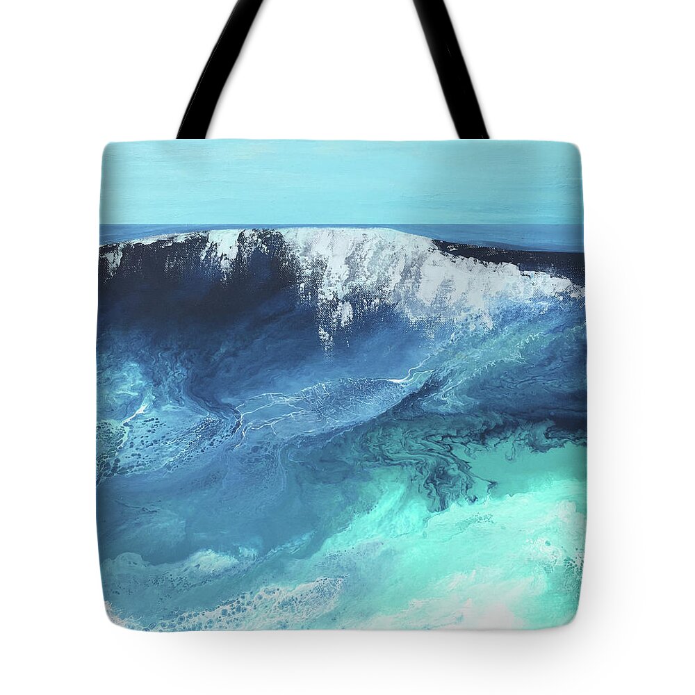 Breaking Tote Bag featuring the mixed media Breaking Wave by Linda Bailey