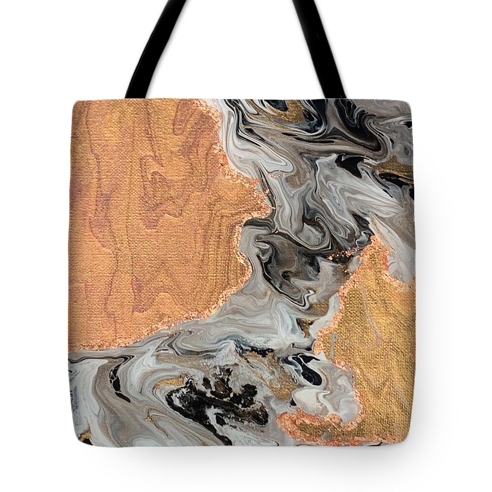 Metallic Tote Bag featuring the painting Breakthrough by Nicole DiCicco