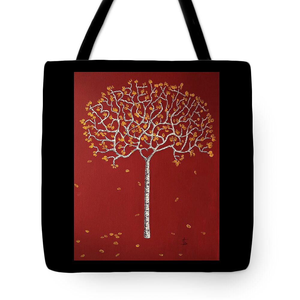 Breathe Tote Bag featuring the drawing Breathe LTA with foliage by Aaron Bombalicki