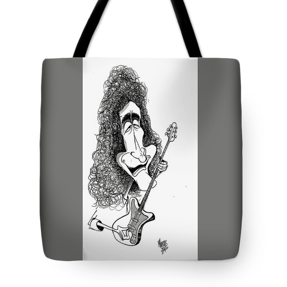 Queen Tote Bag featuring the drawing Brian May by Michael Hopkins