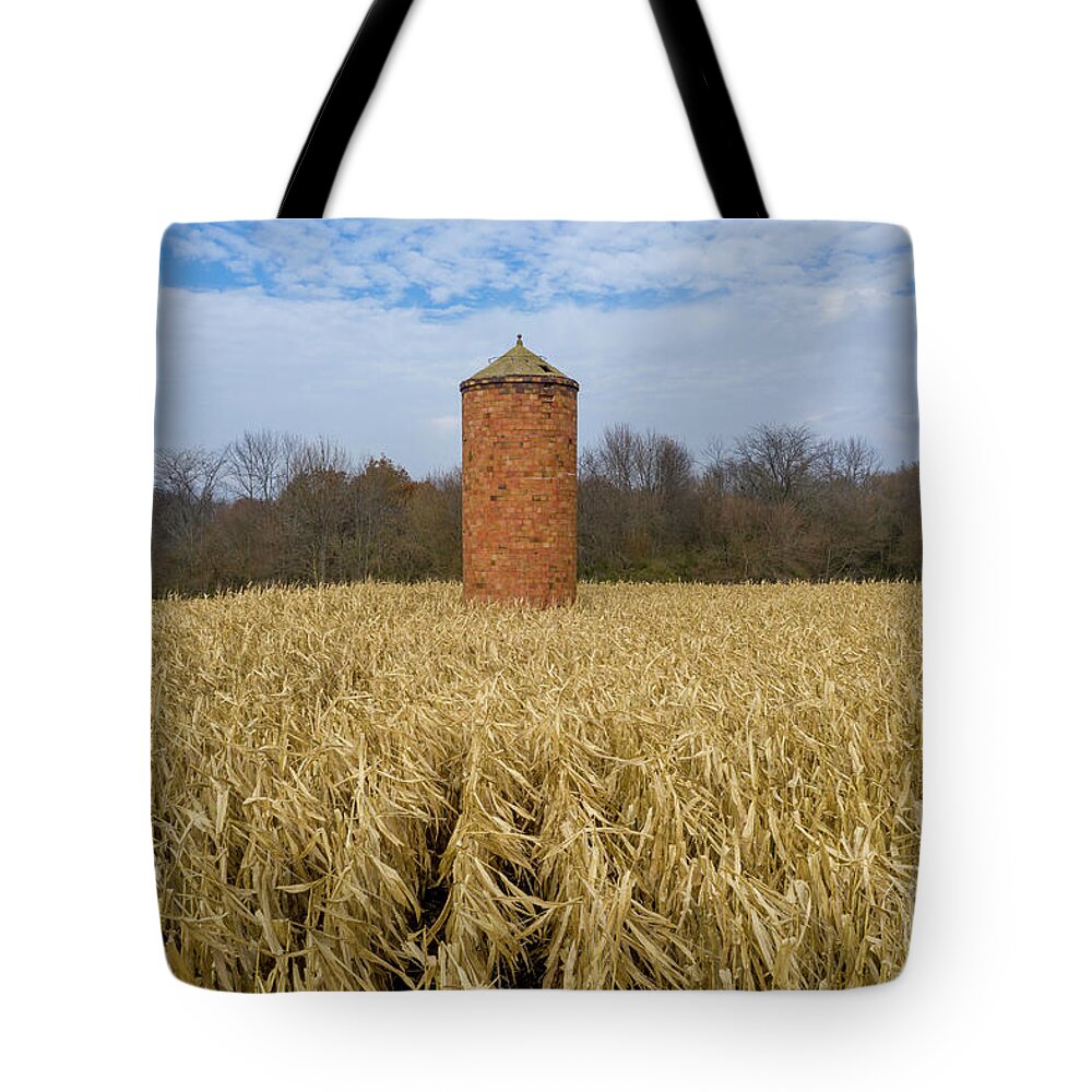 Silo Tote Bag featuring the photograph Brick Silo by Jim West