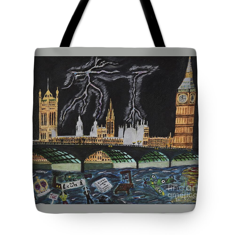London Tote Bag featuring the painting Bridge over Troubled waters by David Westwood