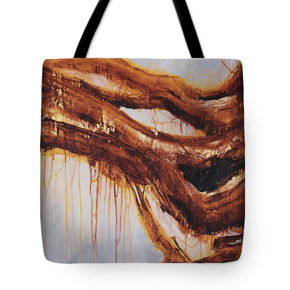 Abstract Tote Bag featuring the painting Bridge to Nowhere by Sv Bell