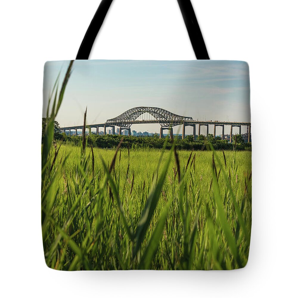 Bayonne Tote Bag featuring the photograph Bridging by Kristopher Schoenleber