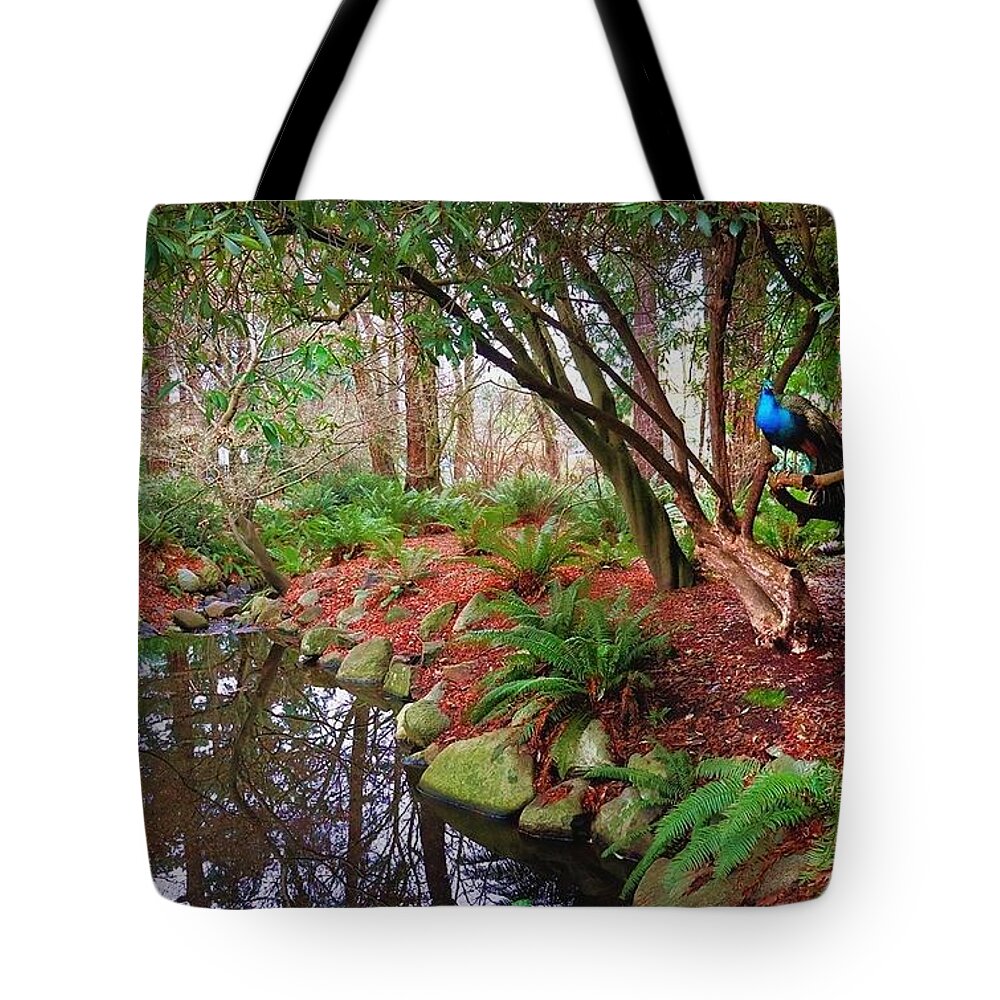 Peacock Tote Bag featuring the photograph Brilliant Blue by Kimberly Furey