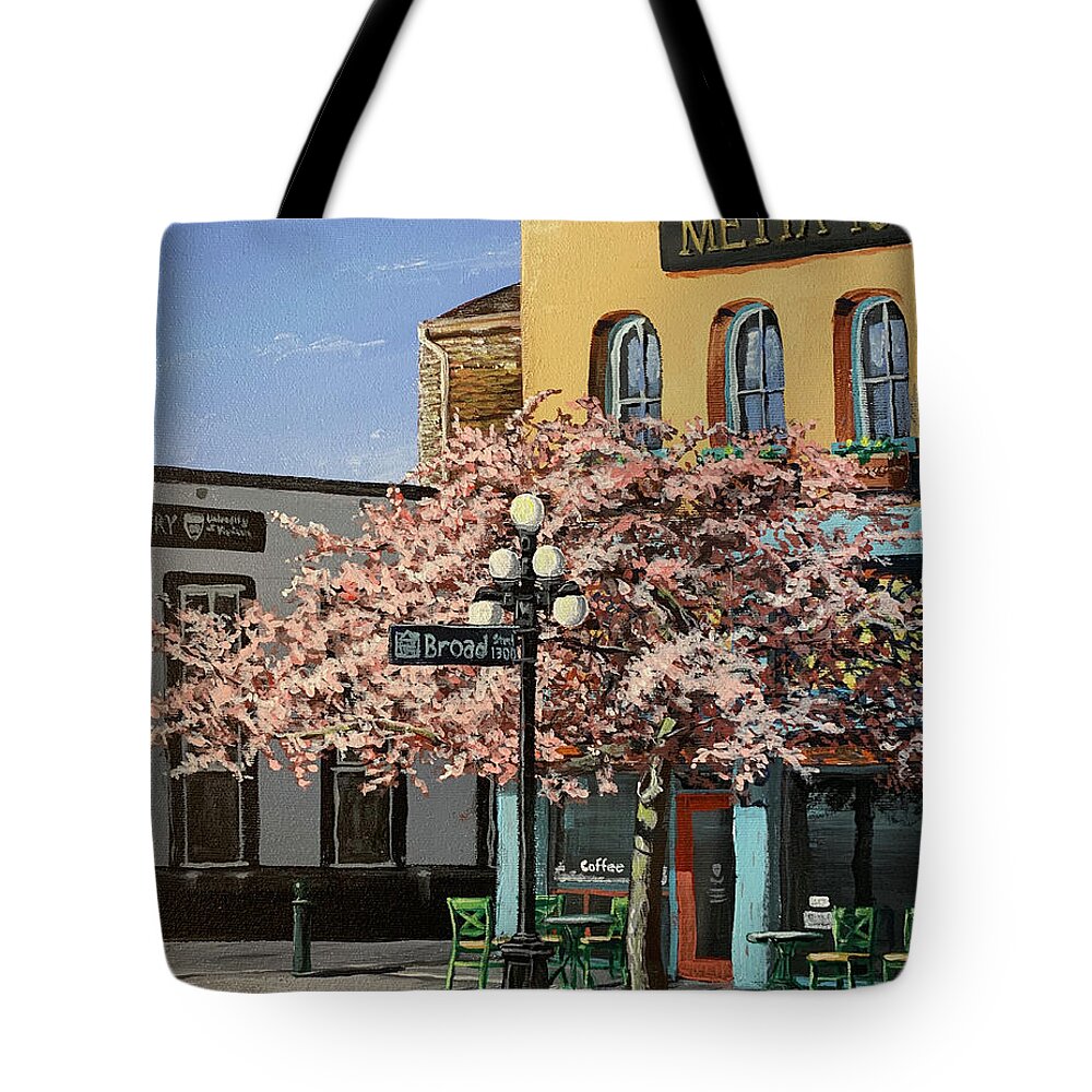 Wild Coffee Tote Bag featuring the painting Broad Street Victoria, March 2020 by Scott Dewis