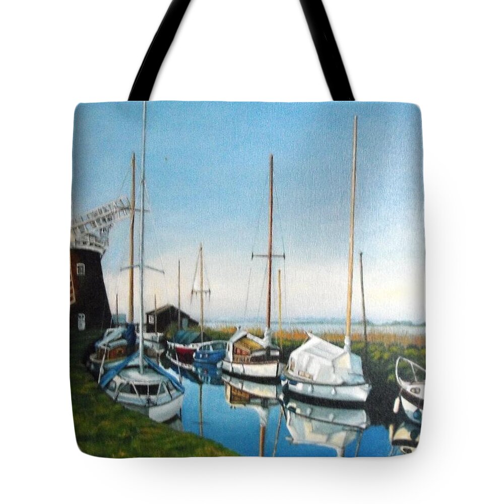 Broads Norfolk Tote Bag featuring the painting Broads Norfolk by HH Palliser