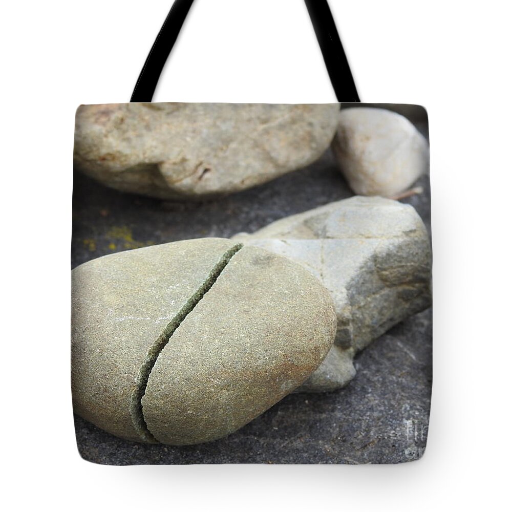 Stone Tote Bag featuring the photograph Broken but still joined by Nicola Finch