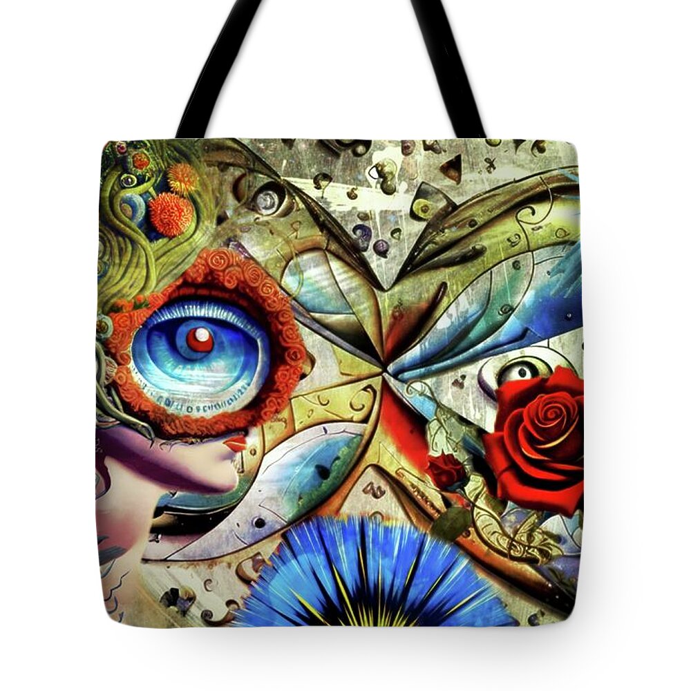 Glasses Tote Bag featuring the digital art Broken Glasses by Ally White
