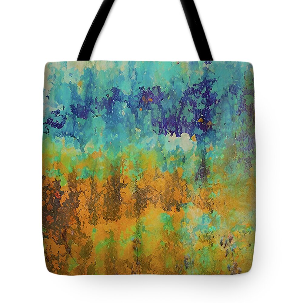 Bronze Tote Bag featuring the mixed media Bronze Horizon by Holly Winn Willner