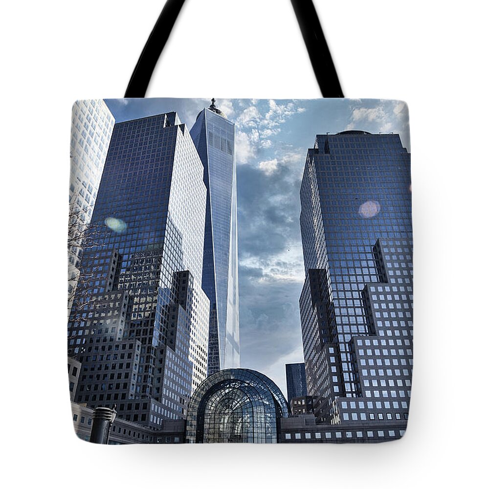 World Trade Center Tote Bag featuring the photograph Brookfield Place and Freedom Tower New York City by Russel Considine