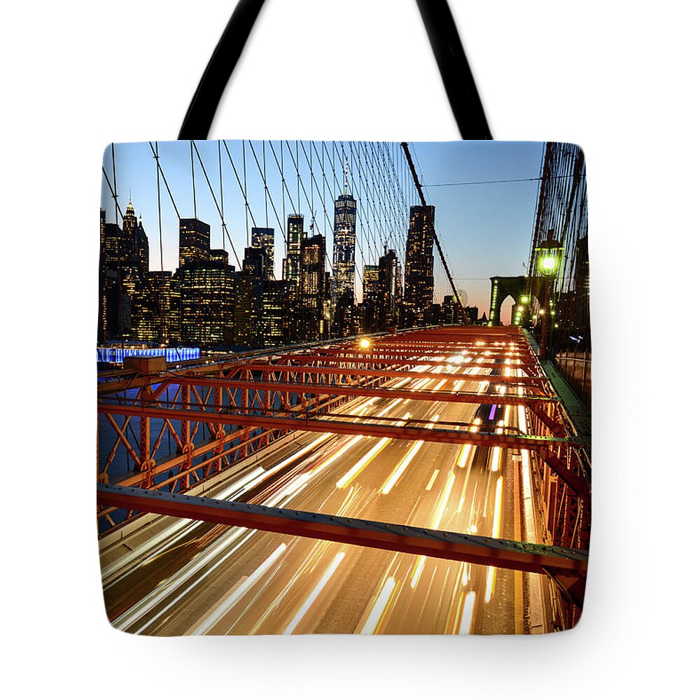Brooklyn Tote Bag featuring the photograph Last Exit, Brooklyn - Brooklyn Bridge, New York City by Earth And Spirit