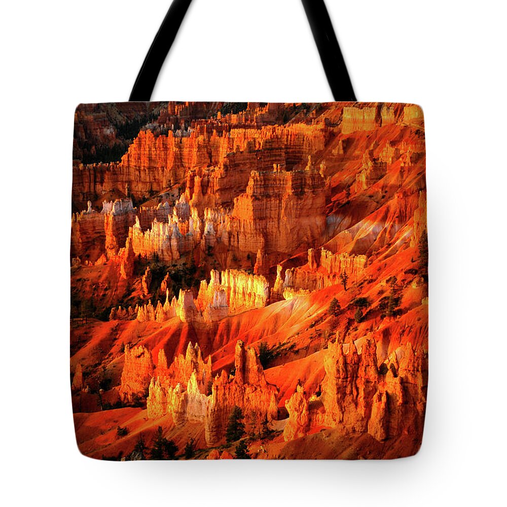 Bryce Canyon Tote Bag featuring the photograph Fire Dance - Bryce Canyon National Park. Utah by Earth And Spirit