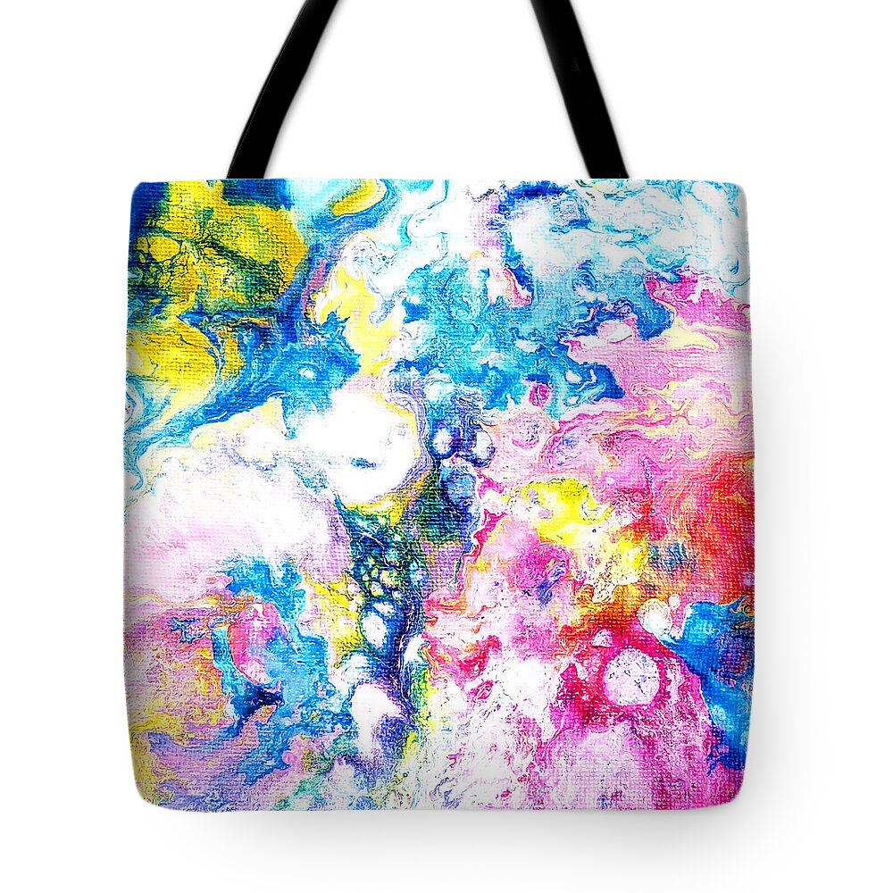 Abstract Tote Bag featuring the painting Bubbles by Christine Bolden