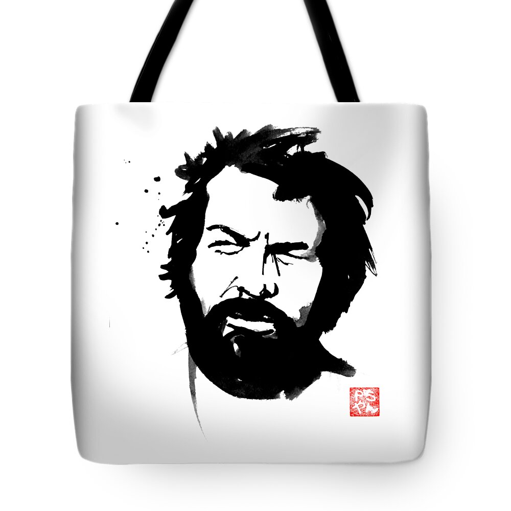 Bud Spencer Tote Bag featuring the painting Bud Spencer by Pechane Sumie