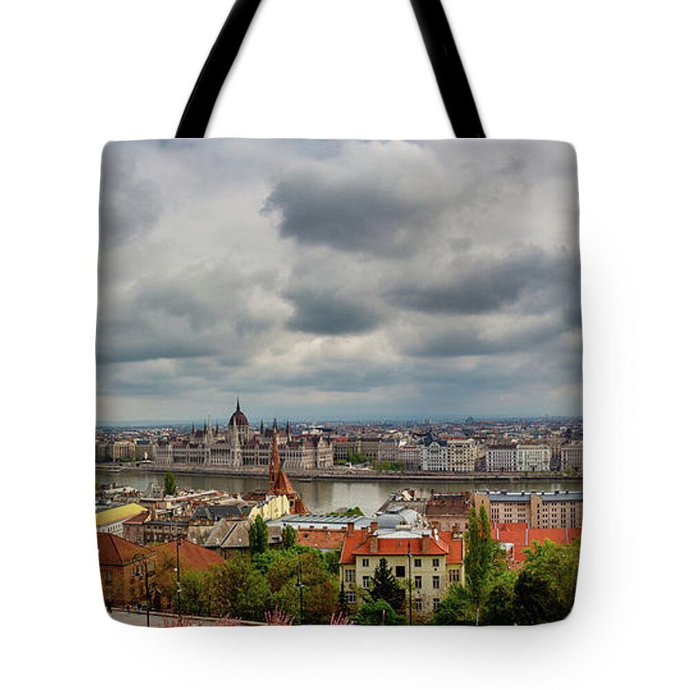 Budapest Panorama Tote Bag featuring the photograph Budapest Panorama by John Haldane