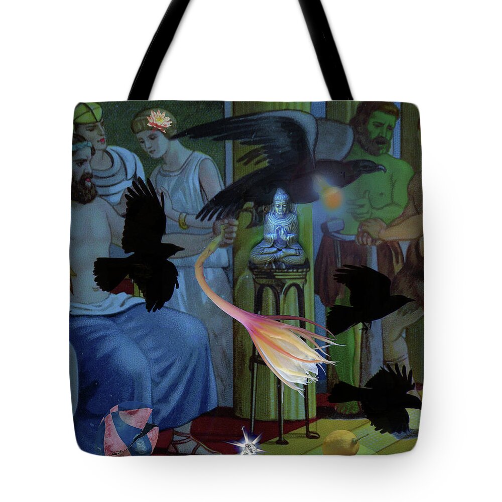 Grrek Gods Tote Bag featuring the photograph Buddha And The Greeks by Perry Hoffman