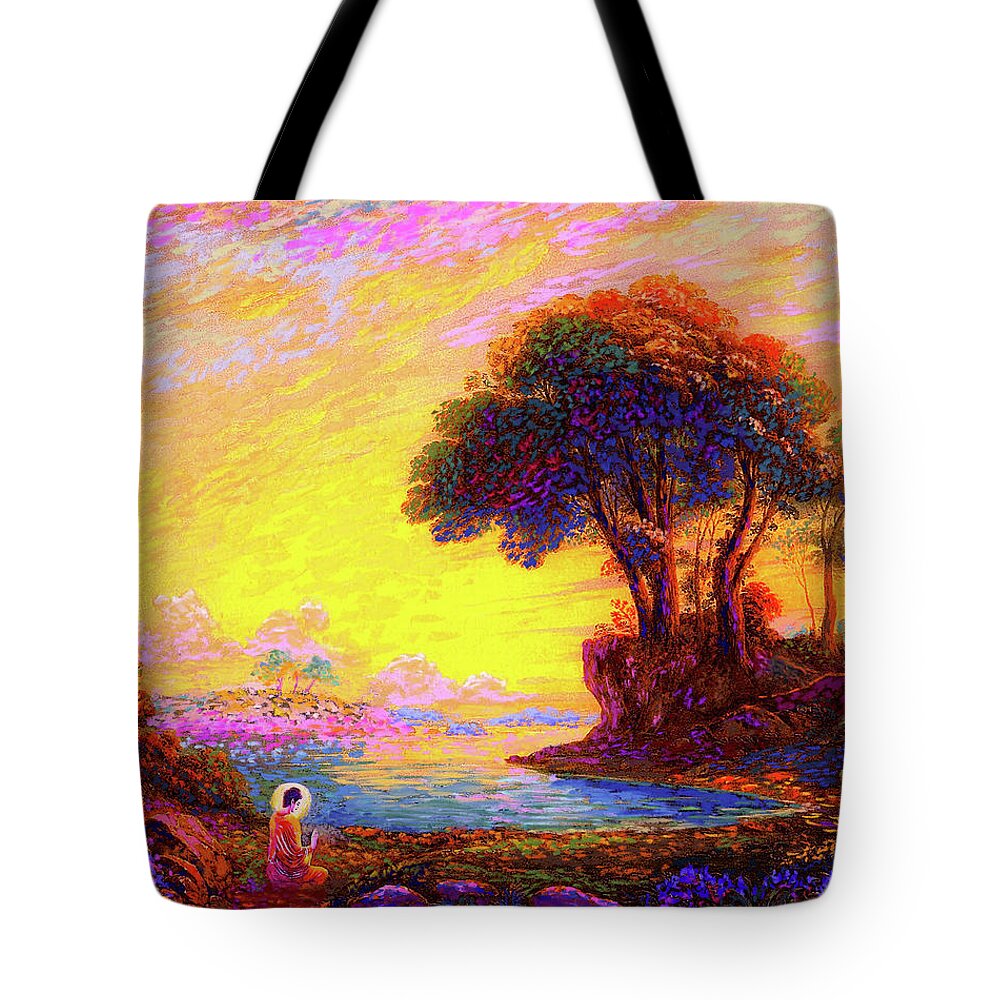 Meditation Tote Bag featuring the painting Buddha Bliss by Jane Small