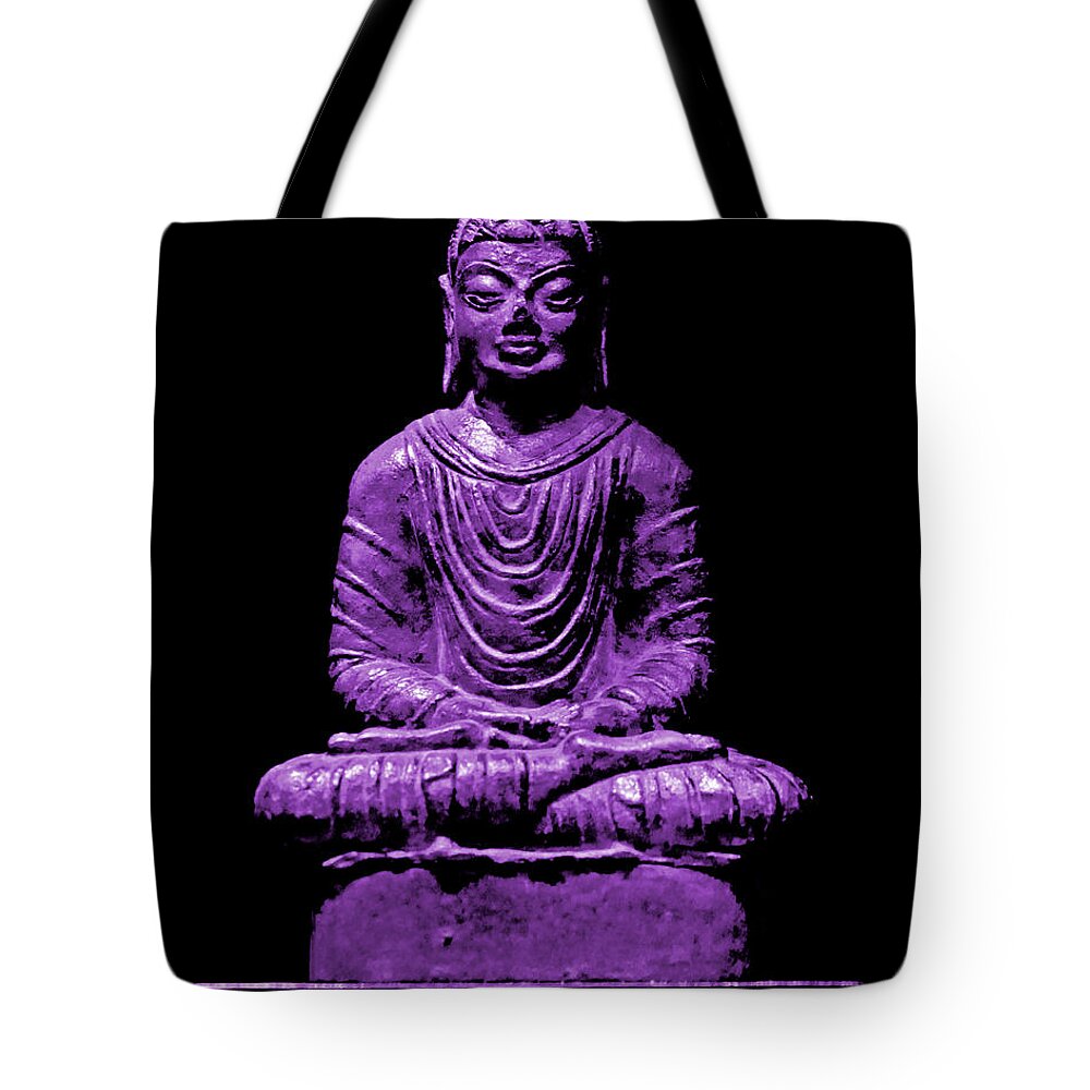 Buddha Tote Bag featuring the photograph Buddha Purple by Marisol VB