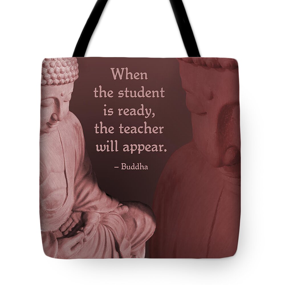 Buddha Tote Bag featuring the digital art Buddha Student is Ready by Ginny Gaura