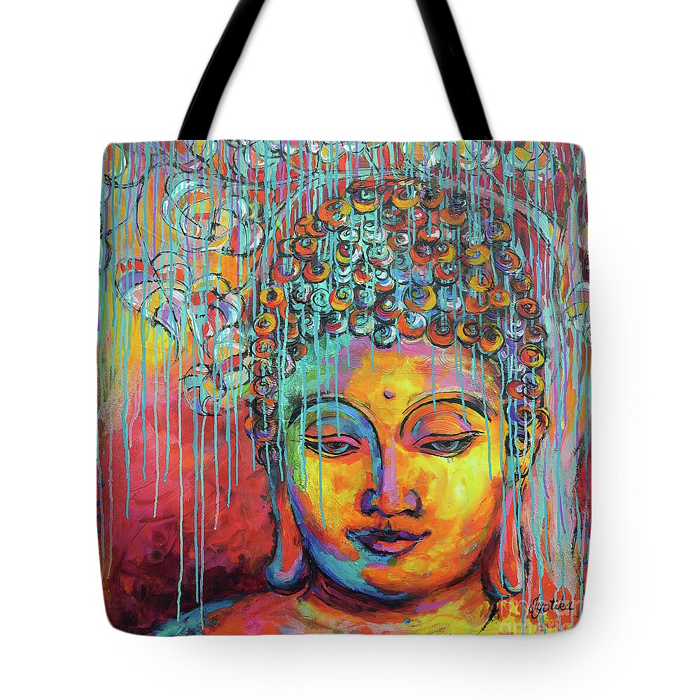  Tote Bag featuring the painting Buddha's Enlightenment by Jyotika Shroff
