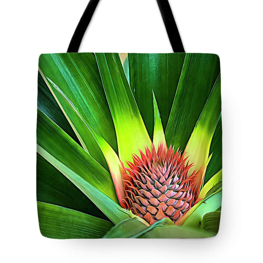 Pineapple Tote Bag featuring the photograph Budding Pineapple by Ginger Stein