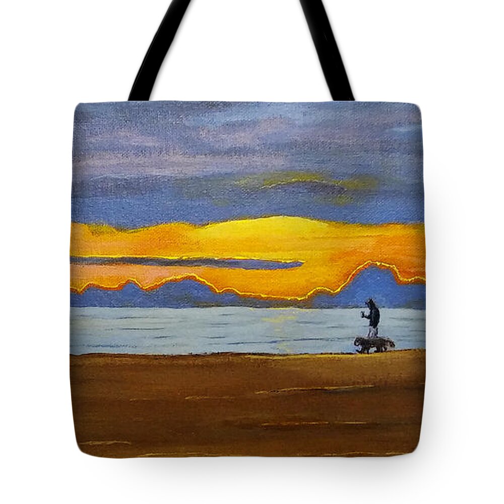 Beach Tote Bag featuring the painting Buddy Time by Mike Kling
