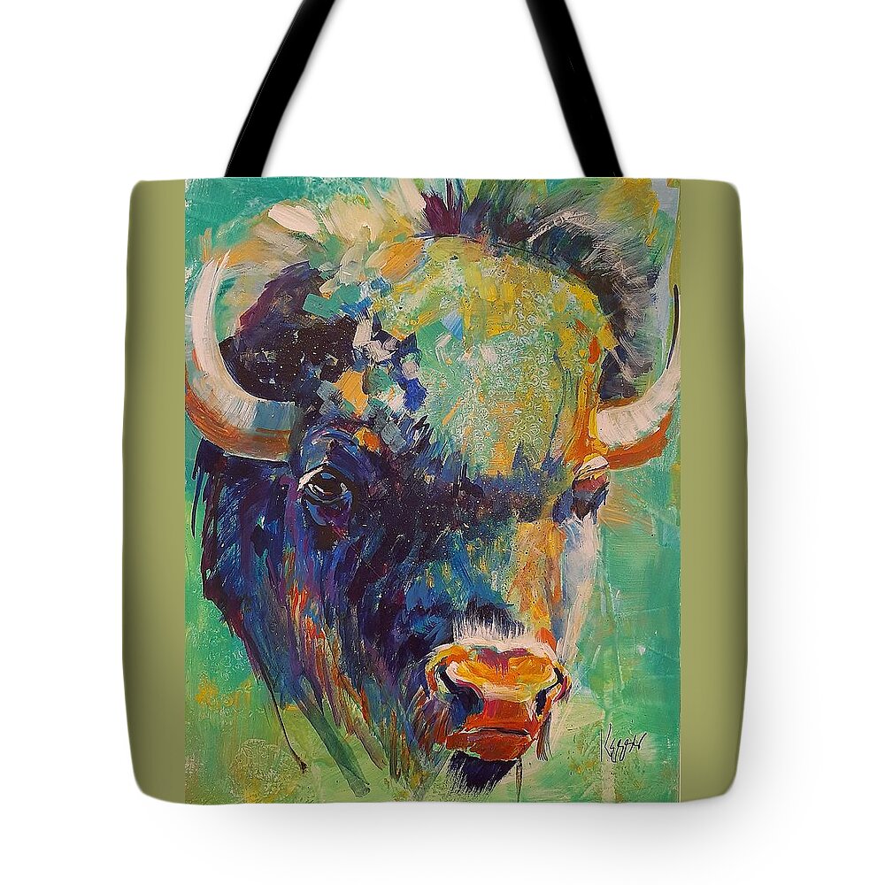 Buffalo Tote Bag featuring the painting Buffalo by Kaytee Esser