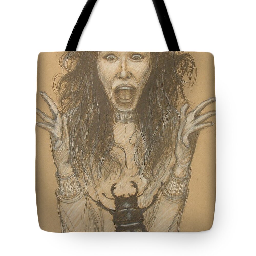 Realism Tote Bag featuring the drawing Bug #1 by Donelli DiMaria