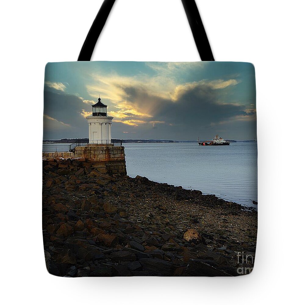 Range Light Tote Bag featuring the photograph Bug Light by Steve Brown