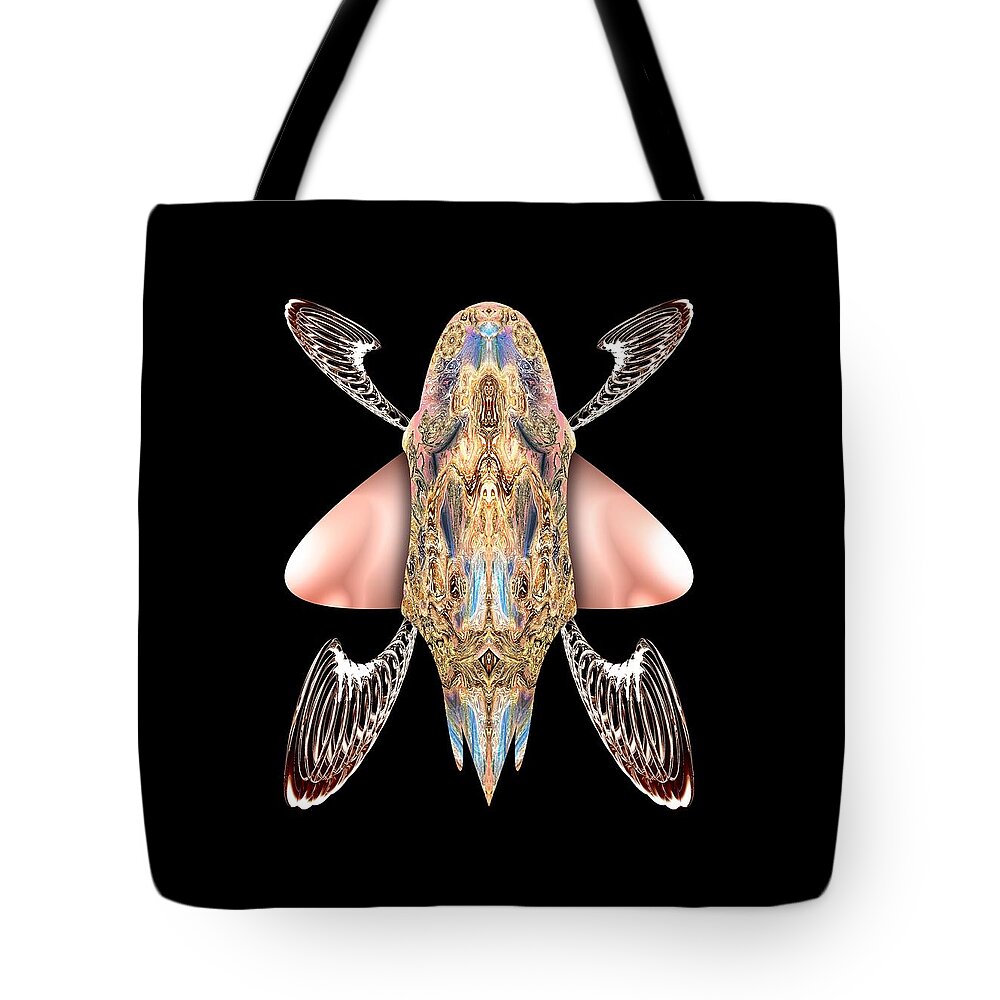 Insects Tote Bag featuring the digital art Bugs Nouveau I by Tom McDanel